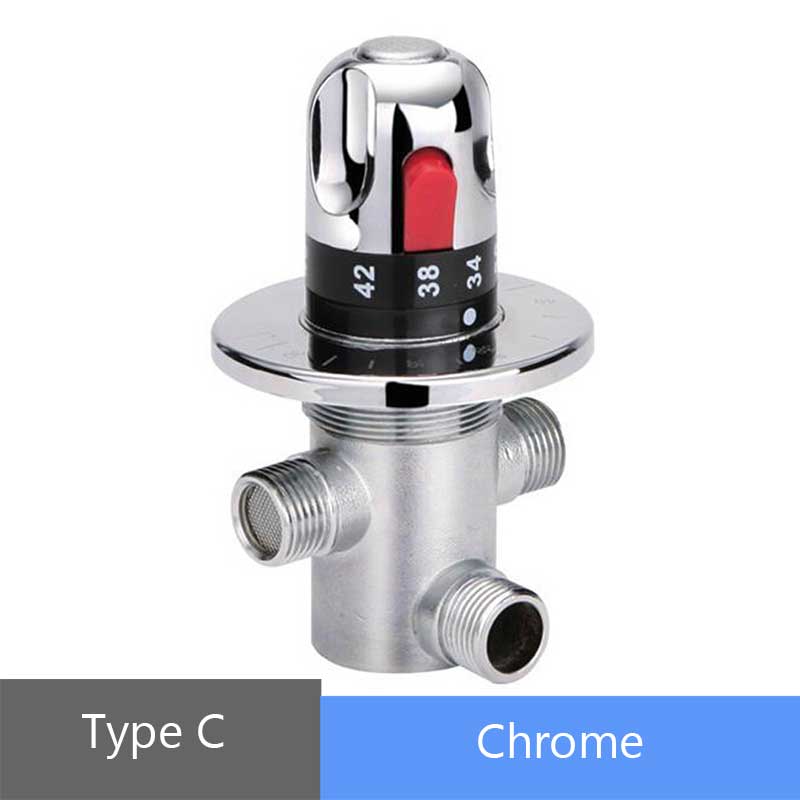 Thermostatic Brass Mixer Valve Brass Cartridge Mixer Valve Cold Water Temperature Control Mixer Bathroom Accessories: Type C Chrome
