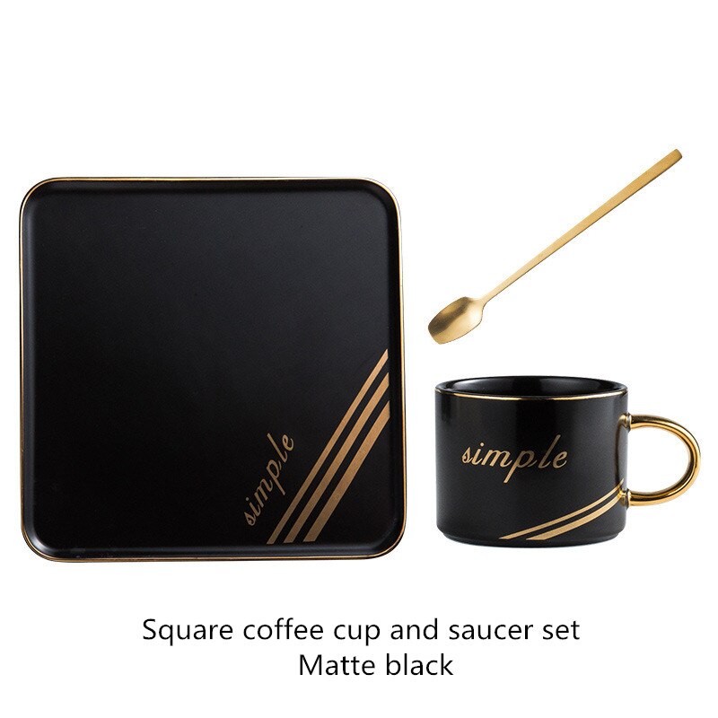 Ceramic coffee cup set square cup saucer spoon breakfast milk coffee cup bread dessert saucer couple