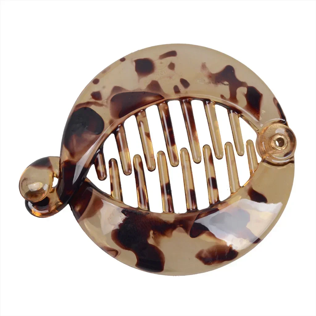 Pinza para el pelo de cola de caballo de forma redonda pequeña, Clip de plátano para mujeres y niñas, soporte para cola de caballo negro y marrón, accesorios para peinados profesionales: Chocolate