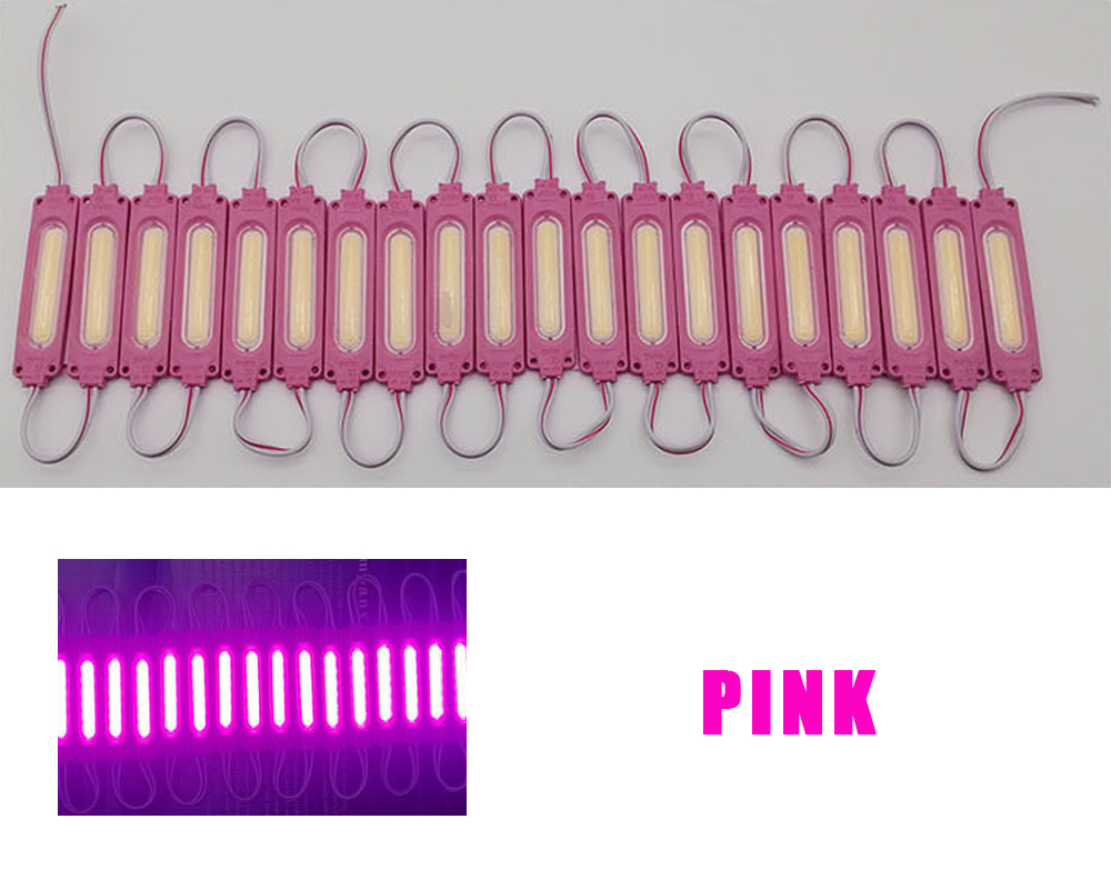20er-Pack 12V LED Kolben-Modulleuchte, superhell, gelb, blau, rosa, eisblau, Farbe IP65, wasserdicht, für Werbegeschäft, Dekorlampe: Rosa