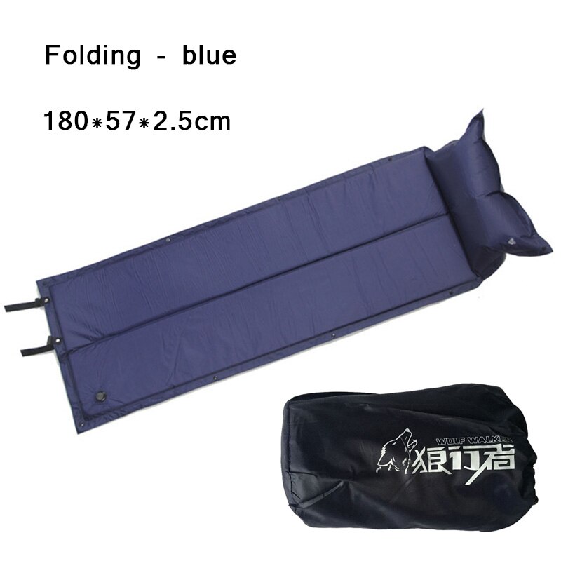 Sove seng camping rullemåtte selv oppustelig oppustelig pude luftmadras taske camping pad picnic strandmåtte sandmåtte: B013- blå - foldet