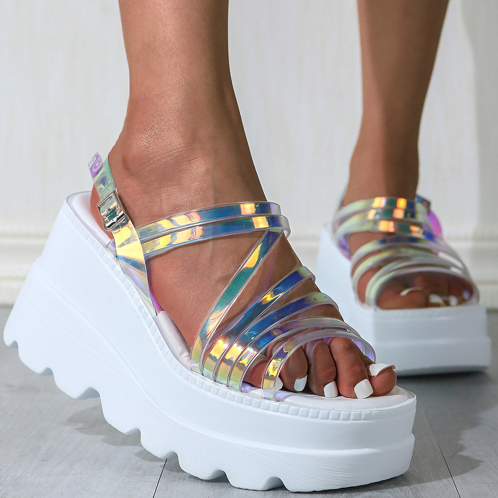 Sorphio-sandales de luxe à semelle compensée, chaussures d'été pour femmes, en PVC et colorées, collection directe INS