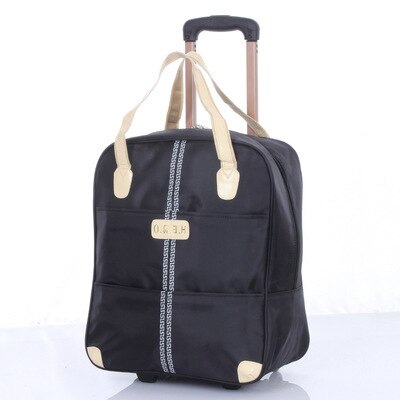 Women Trolley Luggage Rolling Suitcase Travel Hand Tie Rod Suit Casual Rolling Case Travel Bag Wheels Luggage Suitcase: Black-L