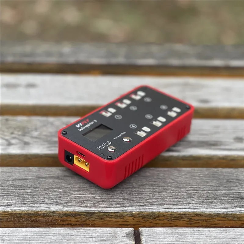 VIFLY WhoopStor 3 V3 6 poorten 1S LIPO batterijlader ontlader: Rood