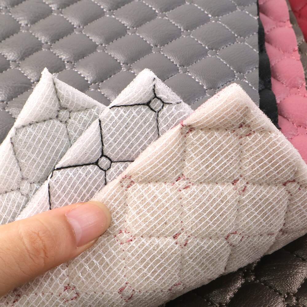 20x33cm Bump Texture Synthetic Leather Fabric Sheets Grid Pattern Quilted Cotton Faux Leather Sheets DIY Bag Sewing,1Yc7500