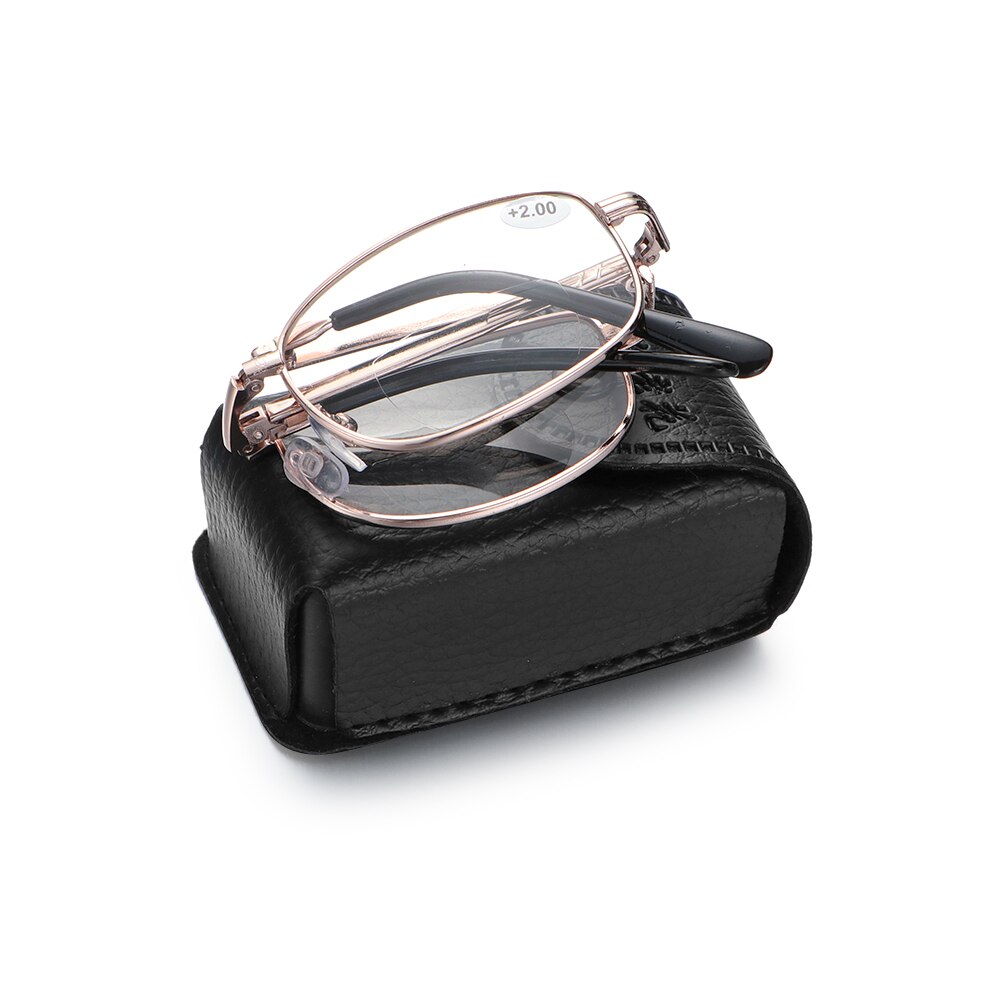 Hooh opvouwbare metalen leesbril unisex progressieve multifocale lenzen presbyopie bril inclusief brillenkoker  +1.00 ~ +4.00