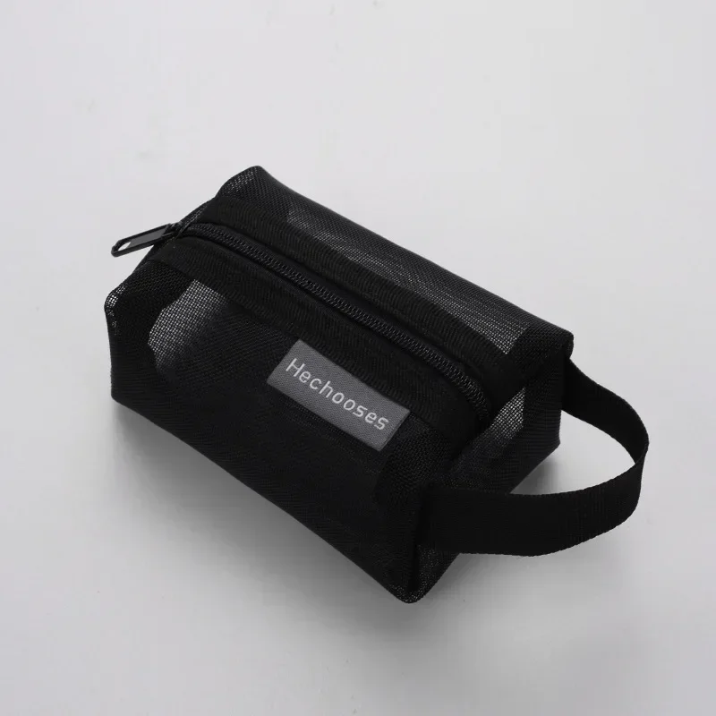 Mini Clear Nylon Mesh Cosmetic Bags Cute Women Small Lipstick Makeup Bags Pouch Data Line Key Earphone Organizer Case: Beige