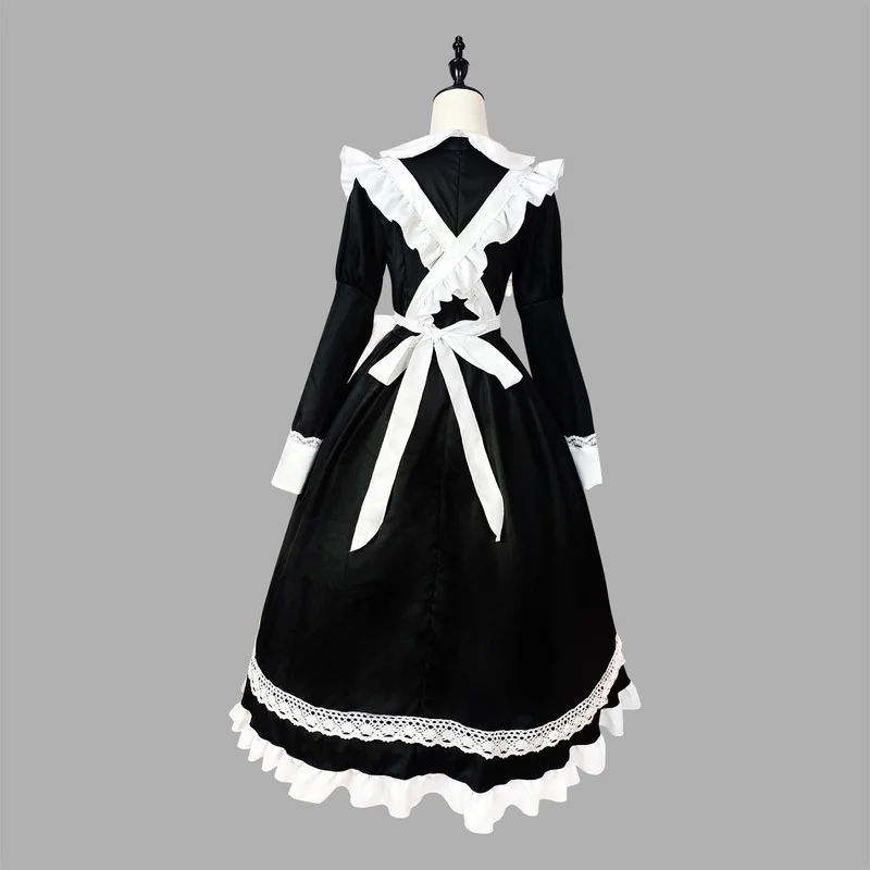 Halloween Cosplay Costumes Anime Apron Maid Role Play Long Dress Plus Size Black White Lolita Lingerie Dress Maid Outfits