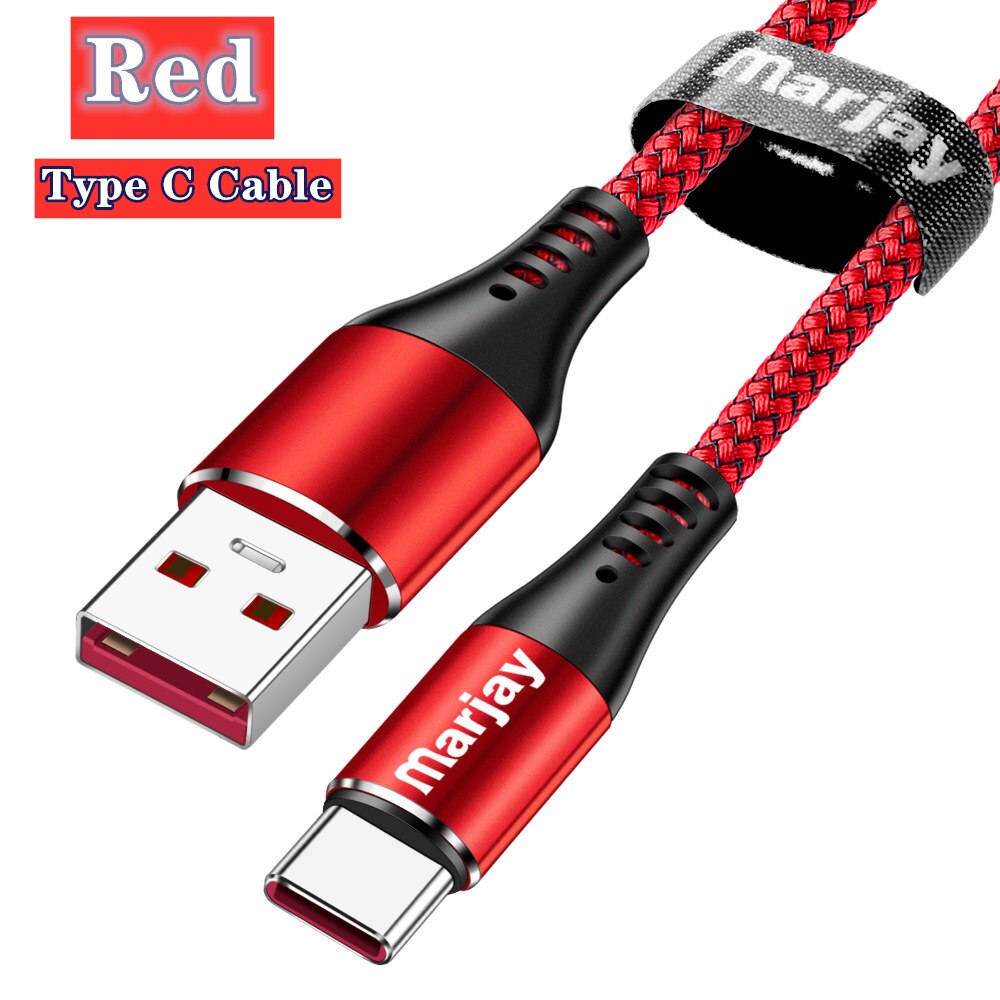 5A USB C Cable Fast Charging Data Wire Cord for Huawei P10 plus P20 pro Mate9 Samsung Xiaomi redmi 1M 2M: Red Cable / 0.5m