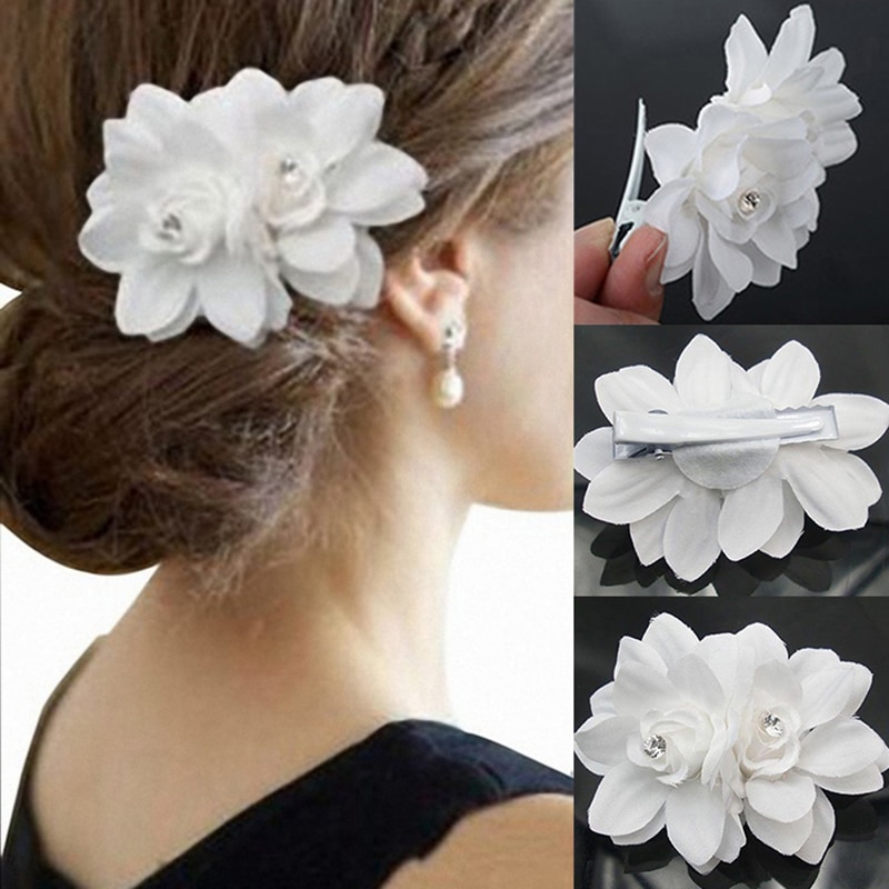 trend witte bloem haarspeld bruid bruiloft haar accessoires haar accessoires bruiloft zomer haar clip