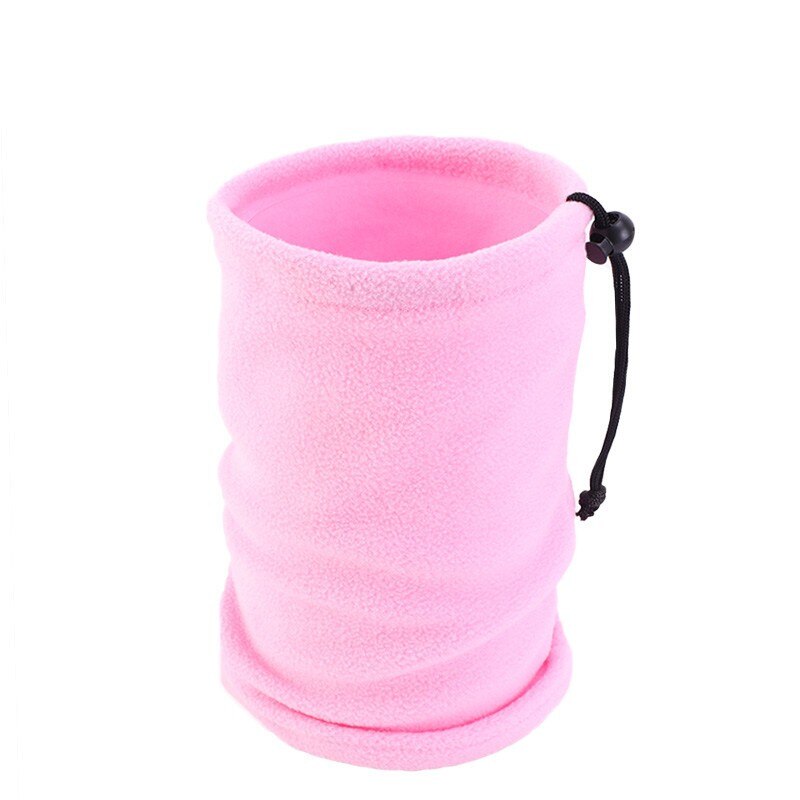 1PCS Kids Girls/Boy Polar Fleece Thickened NECK WARMER Scarf Tube Style Adjustable Face Cover Veil Camping Skiing Cap Headwear: Pink