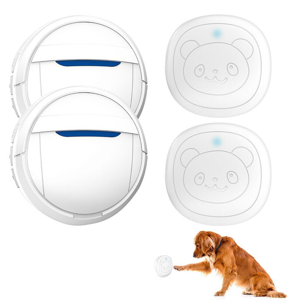 Pet Dog Doorbells Wireless Door Bell House-training Multifunction Sensor Motion (Receiver & Transmitters) Training Tool: US Plug White