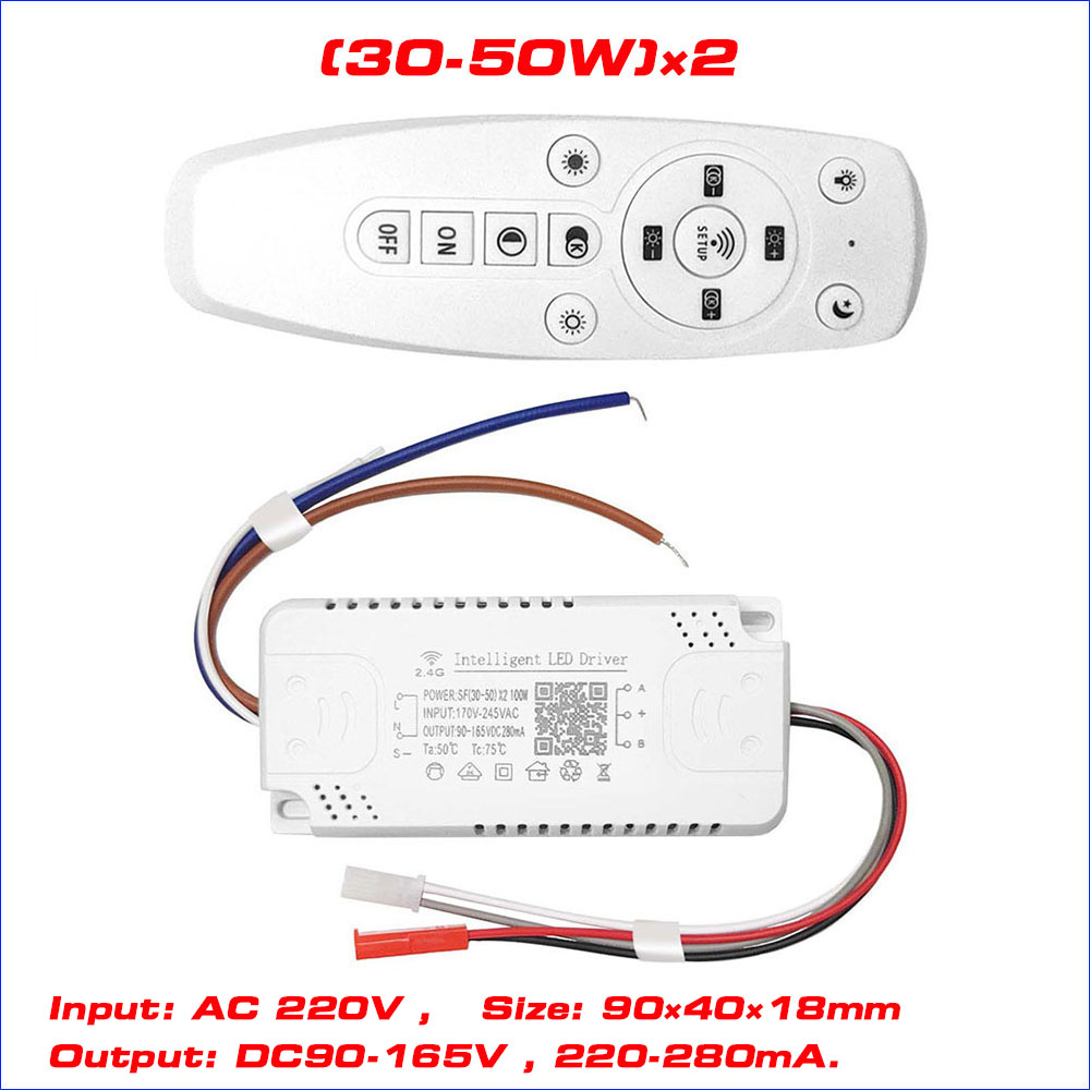 2.4G Intelligent LED driver remote control power supply dimming&color-changeable transformer connect to LED tape(12-24-40-60W)X2: black