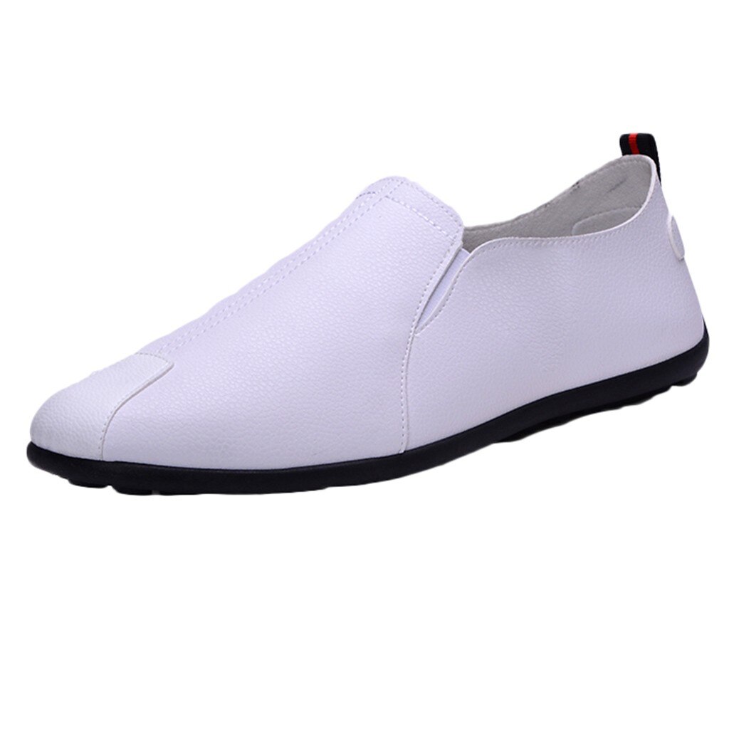 causal men shoes Leather Casual Slip-On Breathable Driving Boat Shoes Dress Shoes sapato social masculino #y2: White / 8.5
