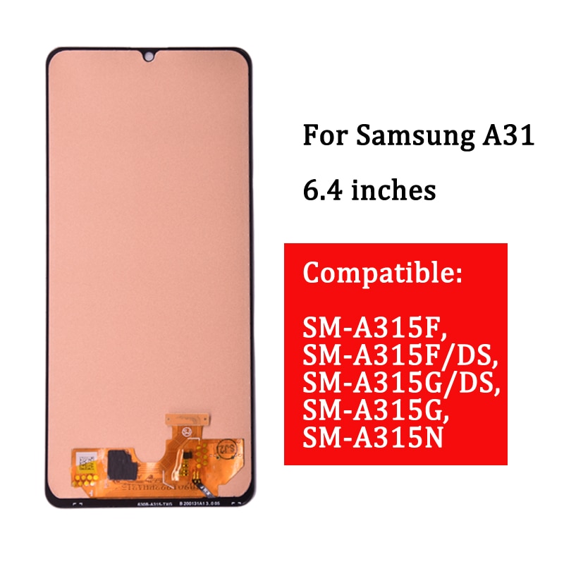 Bloc écran tactile LCD, 6.4 pouces, pour SAMSUNG GALAXY A31 A315 A315F/DS A315G SM-A315F