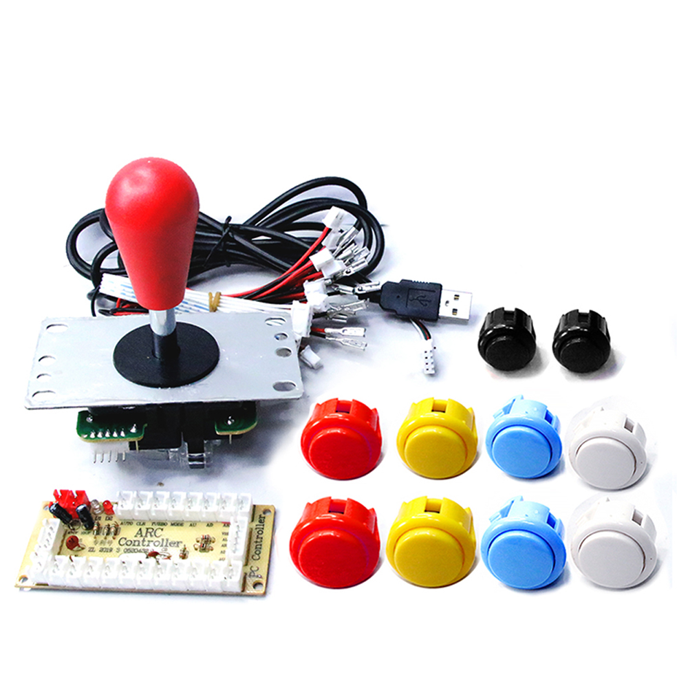 Copie SANWA Machine de jeu Console d'arcade Kit de bricolage boutons poussoirs de Joystick 8 voies pour PC Raspberry Pi contrôleur de carte USB à retard zéro: MULTI