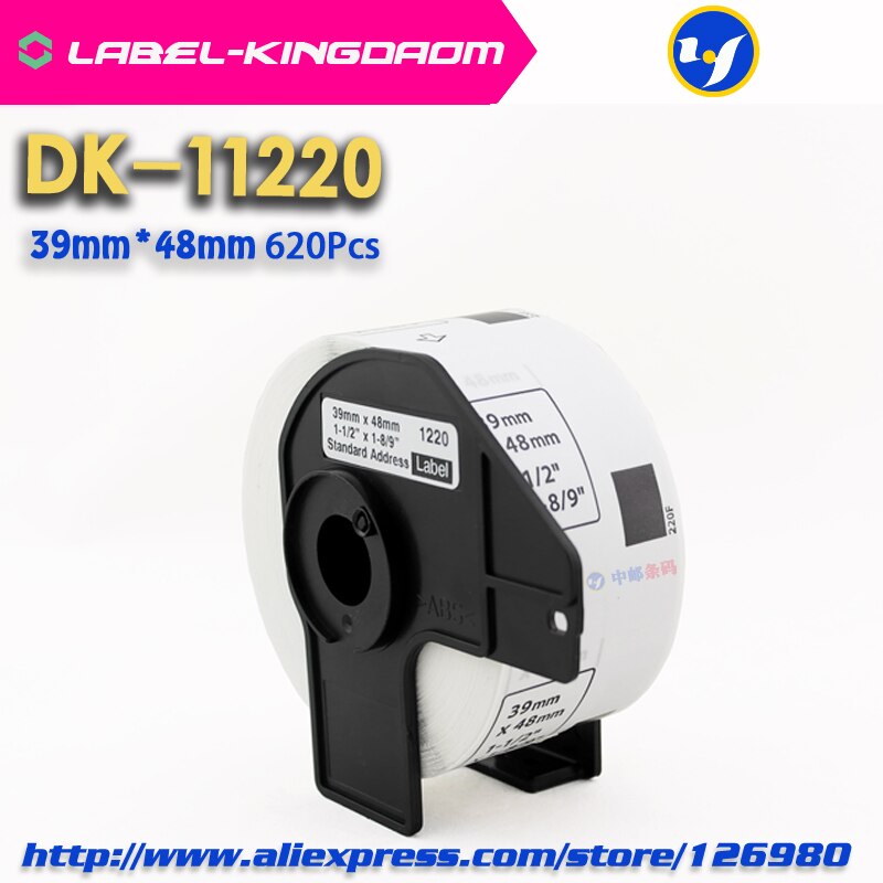 10 rollos de recarga compatibles con etiqueta de DK-11220 39mm * 48mm 620 Uds. Compatibles con impresora de etiquetas Brother QL-700/720 DK-1220 de papel blanco