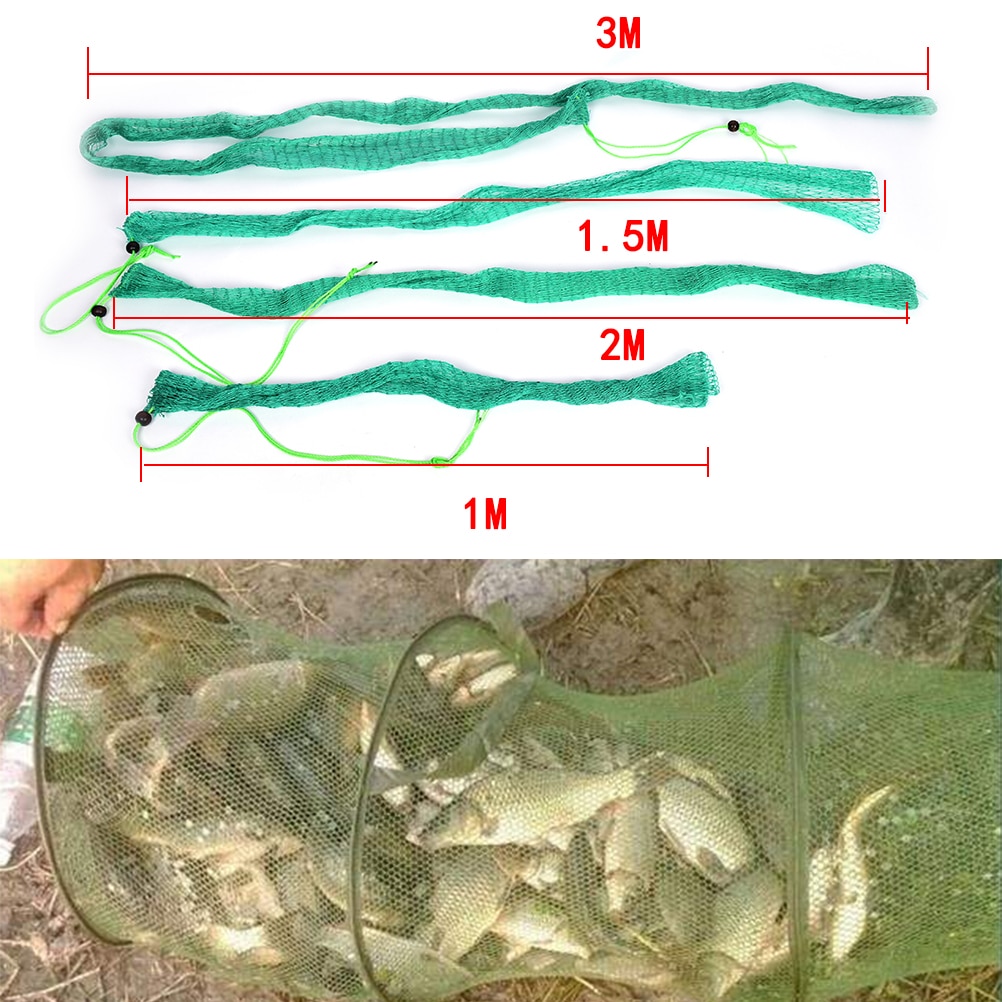 Filet de pêche Super Long 3m/2m/1.5m/1m en fil épais, sac de Protection en maille de poisson, filet de poche, matériel de pêche