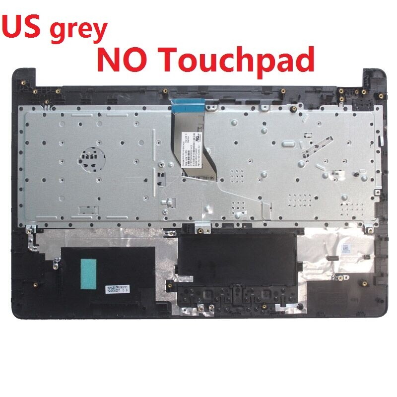 US/UK/SP/Spanish Laptop Keyboard for HP 15-BS 15-BR 15-BW 15Z-BW 250 G6 255 G6 TPN-C130 Palmrest Upper Cover no touchpad: US gray No touchpad