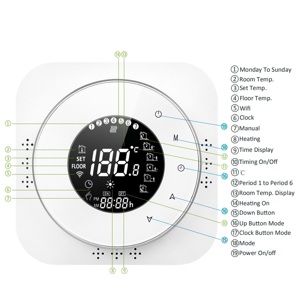 Smart WiFi Touch Thermostat Programmable Voice APP Control Temperature Wireless Controller For Boiler Heating Works Google Home