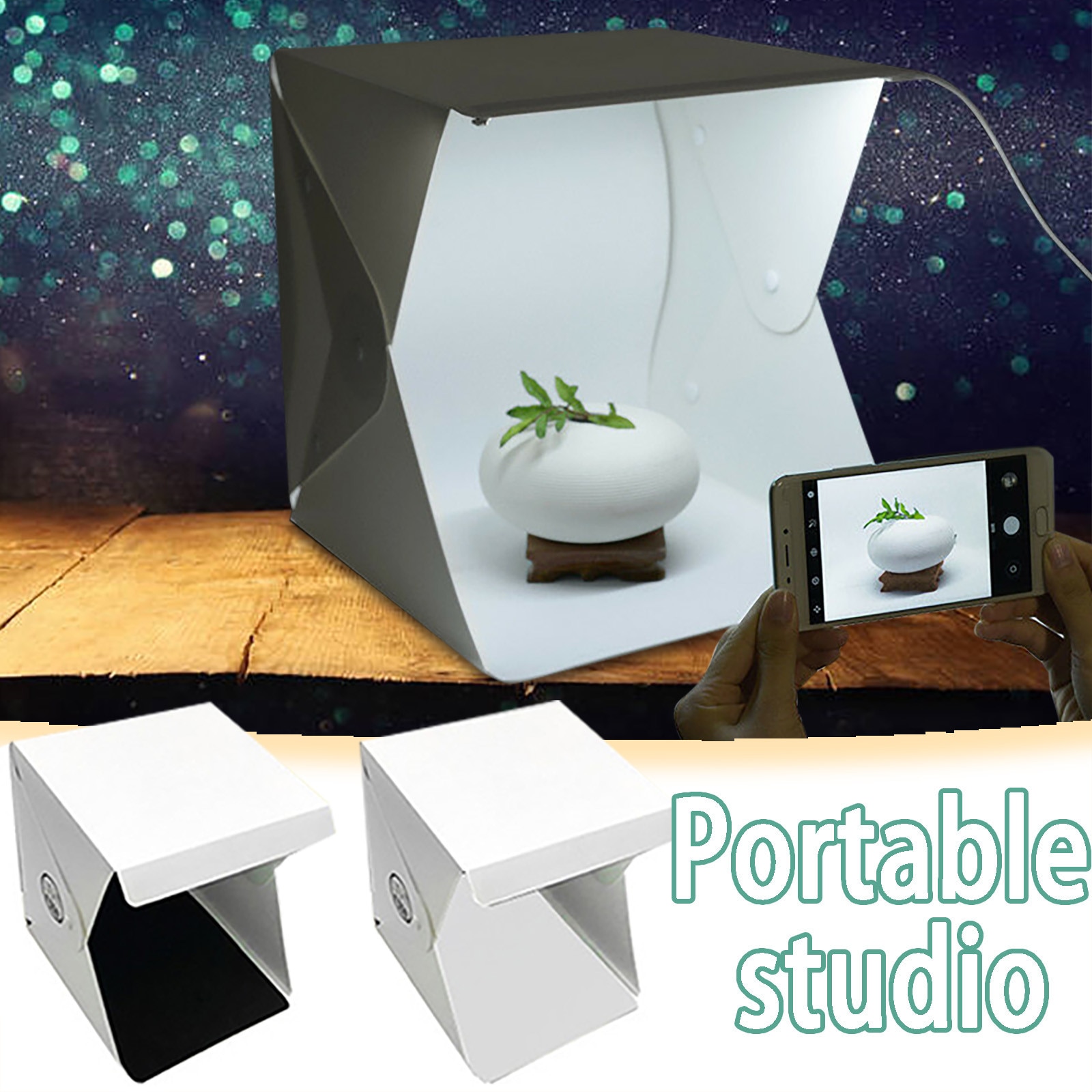 Licht Box Mini Opvouwbare Studio Studio Fotografie Led Lichtbak Studio Fotografie Tent Kit En 6 Kleurrijke Achtergronden #40