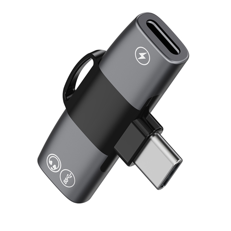 1 auf 2 USB-C-Adapter, Typ-C-Stecker auf 2 Typ-C-Buchsen, Konverter, unterstützt gleichzeitiges und Kopfhörer