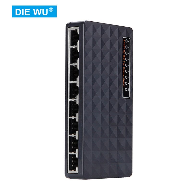 TEX113 8 Port Unmanaged 10/100M Fast Ethernet Switch,Desktop Ethernet Splitter,Ethernet Hub, verkeer Optimalisatie, Compact