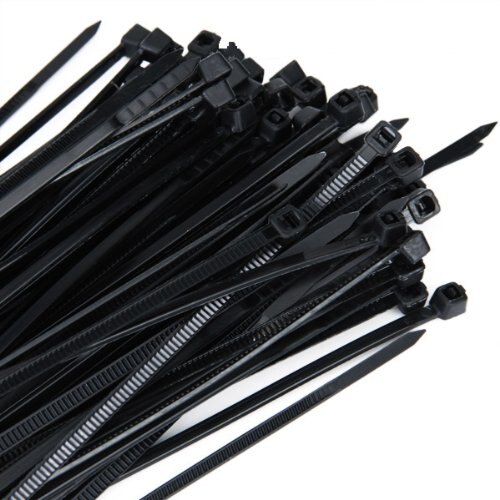 100 stuks 7.7 inch kunststof kabel-/draadbinders met zelfborgende tanden - zwart