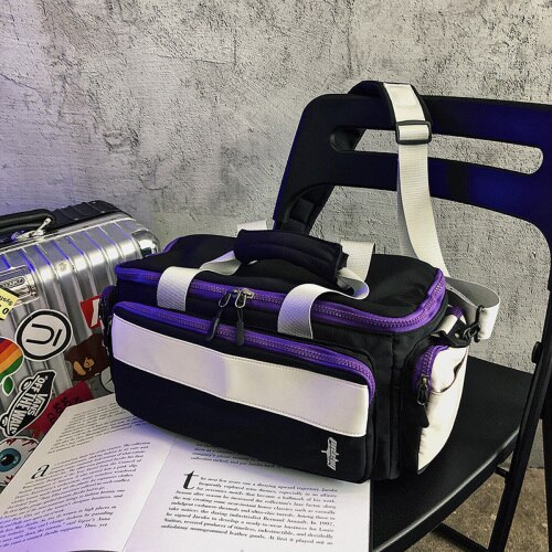 Een Schouder Messenger Bag Mannen Tij Grote Capaciteit Mannen Handtas Camera Tas Reistas Kleine Sport Fitness tas Tij: Black