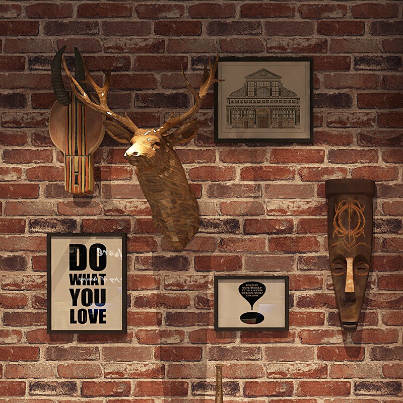 Retro Nostalgic American Imitation Brick Brick Brick Wallpaper Cafe Bar Restaurant Art Stone Red Brick Wallpaper