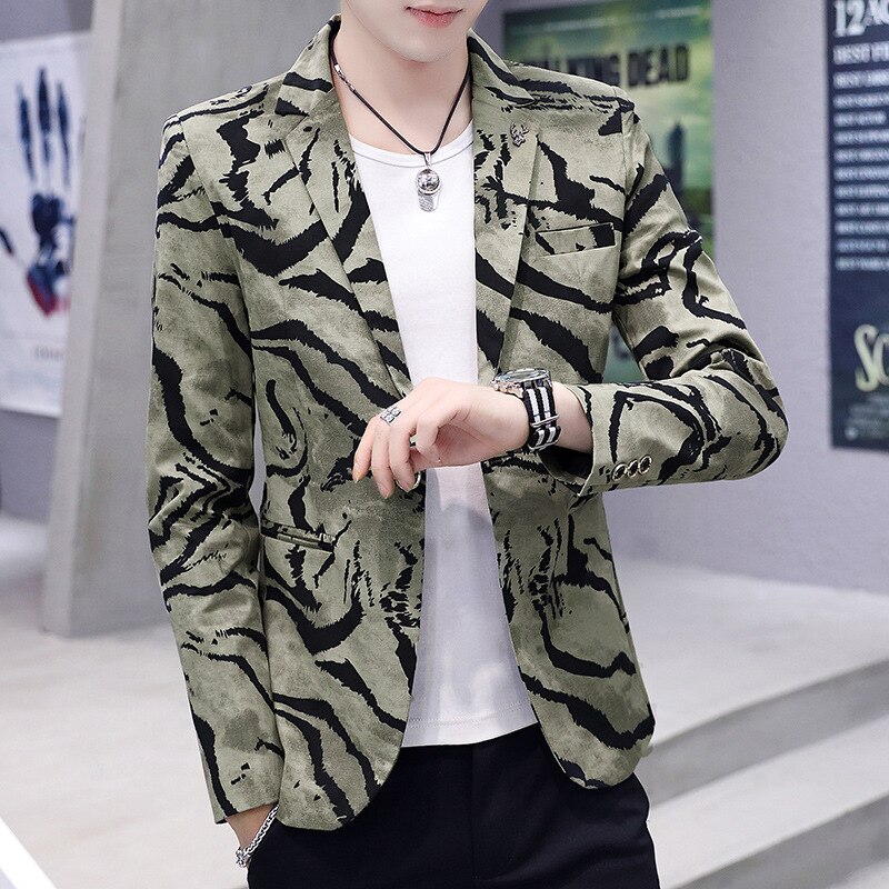 Blazer décontracté à paillettes pour homme, vêtement de printemps et d'été , robe Slim en velours, style Camouflage