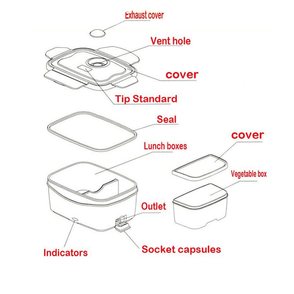 Boîte à Lunch chauffante électrique Portable 220V 1,05l | De alimentaire, pour la maison, à double usage, Bento