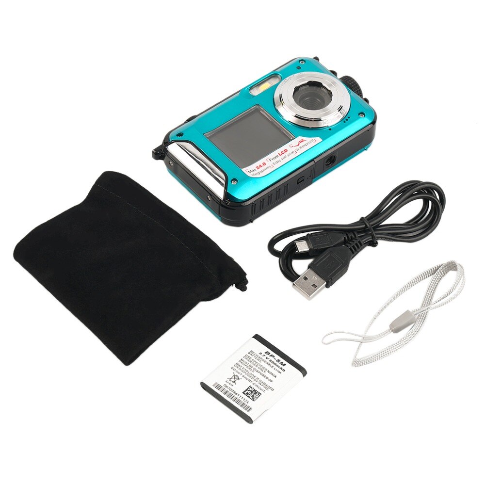 2.7inch TFT Digital Camera Waterproof 24MP MAX 1080P Double Screen 16x Digital Zoom Camcorder HD268 Underwater Camera