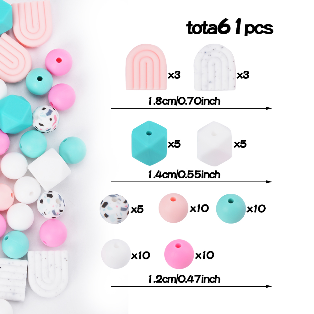 LOFCA Hexagonal arch round loose silicone beads for silicone necklaces DIY silicone teething necklaces silicone beads BPA free: Yellow