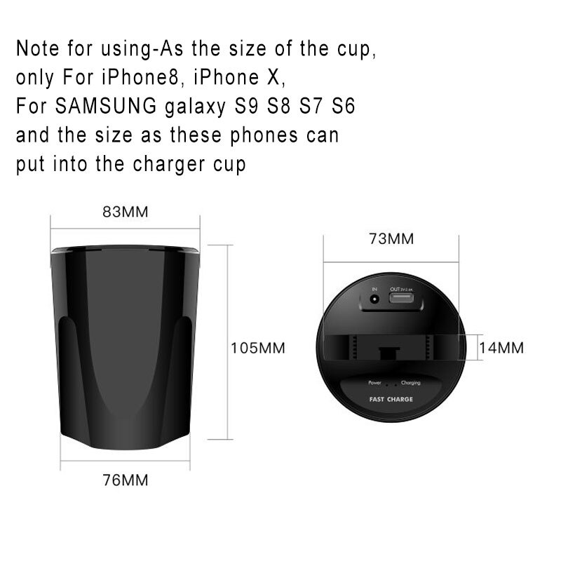 Ascromie pour iPhone X XS chargeur de voiture sans fil tasse Qi support de charge pour iPhone 8 Samsung Galaxy S9 S8 S7 chargeur à Induction
