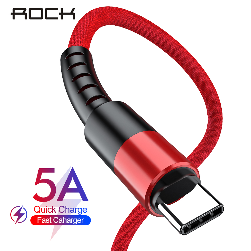 Rock Usb Type C Kabel Voor Samsung S9 S8 Qc 3.0 Snel Opladen Type-C Mobiele Telefoon Draad Usb C Koord Voor Xiaomi Redmi Note 7 8 10