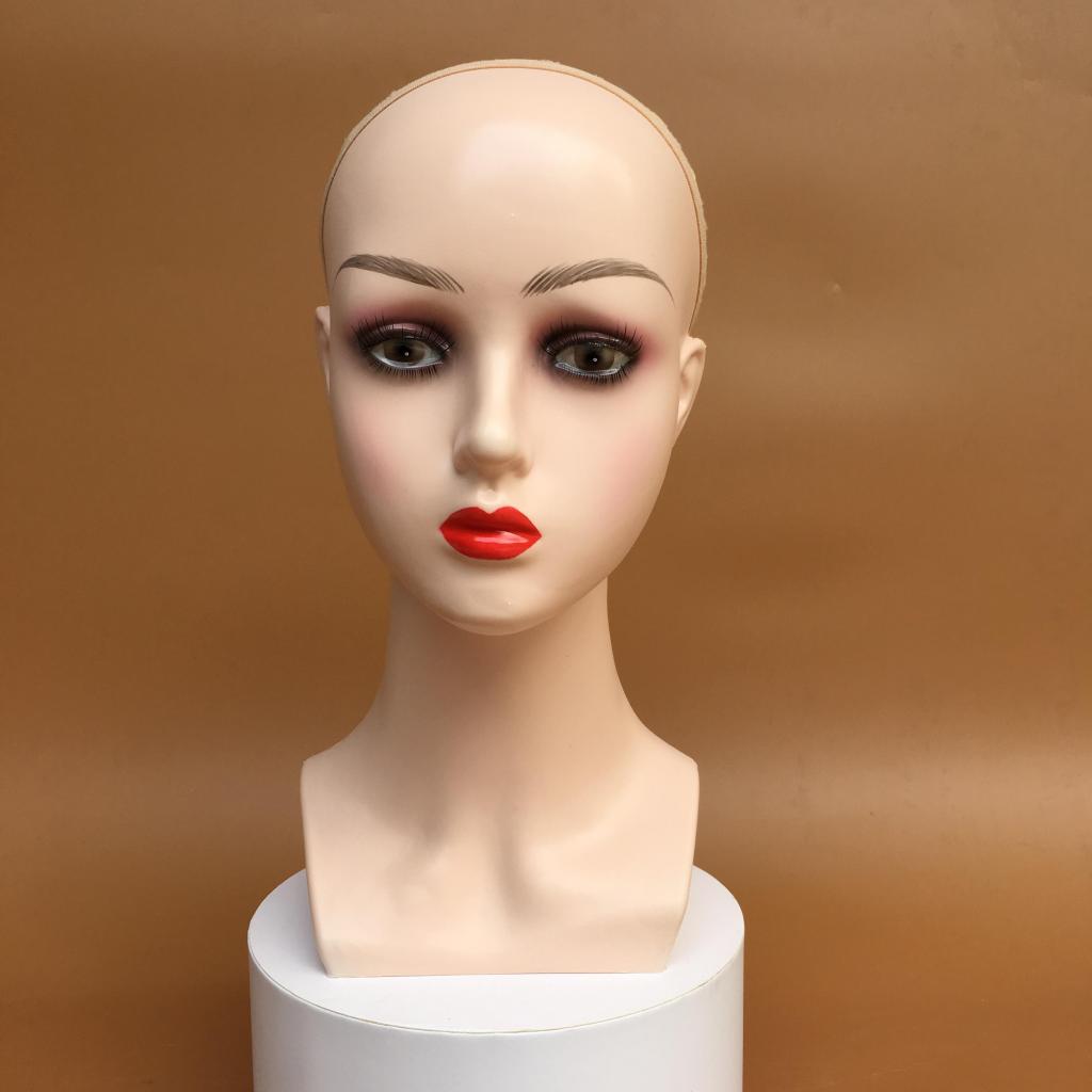 Female Wig Making Mannequin Head For Wig Making Hat Display Cosmetology Manikin Head For Makeup Practice 22 inch: Red Lips