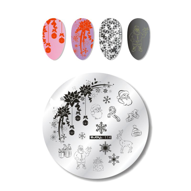 Nagel Stanzen Platten Weihnachten Schneeflocken Elch Glocke Santa Claus Winter Nail art Stempel Vorlage Bild Platte Schablone Maniküre Werkzeug: zjoys114
