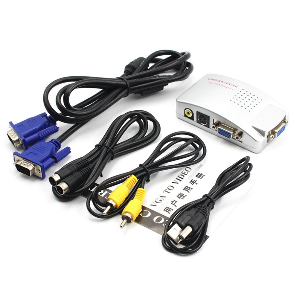 Pc Laptop Composiet Video Tv Rca Composite S-Video Av In Naar Pc Vga Lcd Out Converter Adapter switch Box