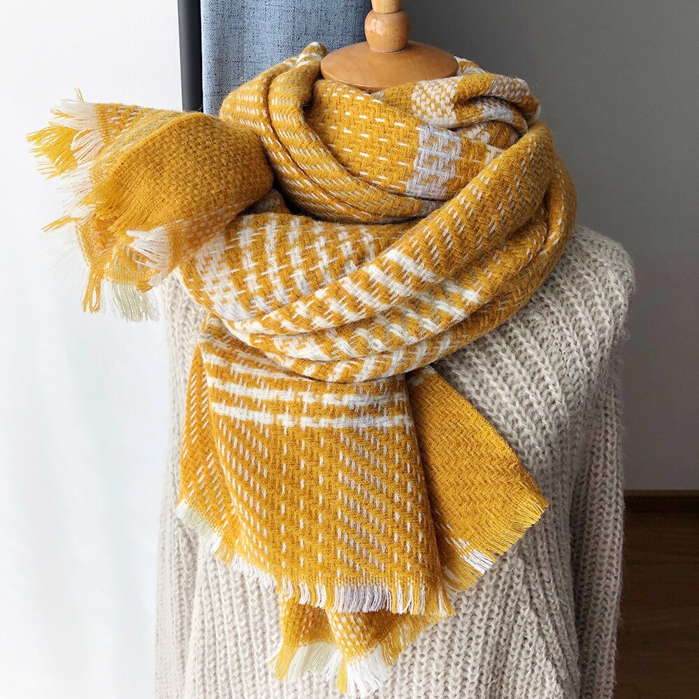 Pied-de-poule geruite acryl pashmina sjaal dames winter warm imitatie kasjmier deken sjaals omslagdoeken bufanda