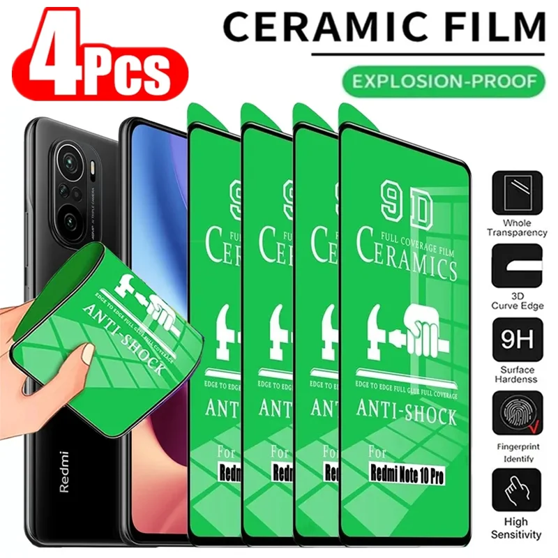 Film céramique souple pour Redmi Note 11 10 Pro 10C 12C 11S 10S 9T 9S 9A 9C 8T 8A, protecteur d'écran pour XiaoMi 12T 9T 10T 11T Pro, 4 pièces
