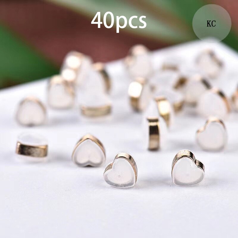 Tampões de ouvido 20/40 peças em silicone macio com anel de cobre para fazer jóias acessórios para brincos diy: 40pcs KC Gold