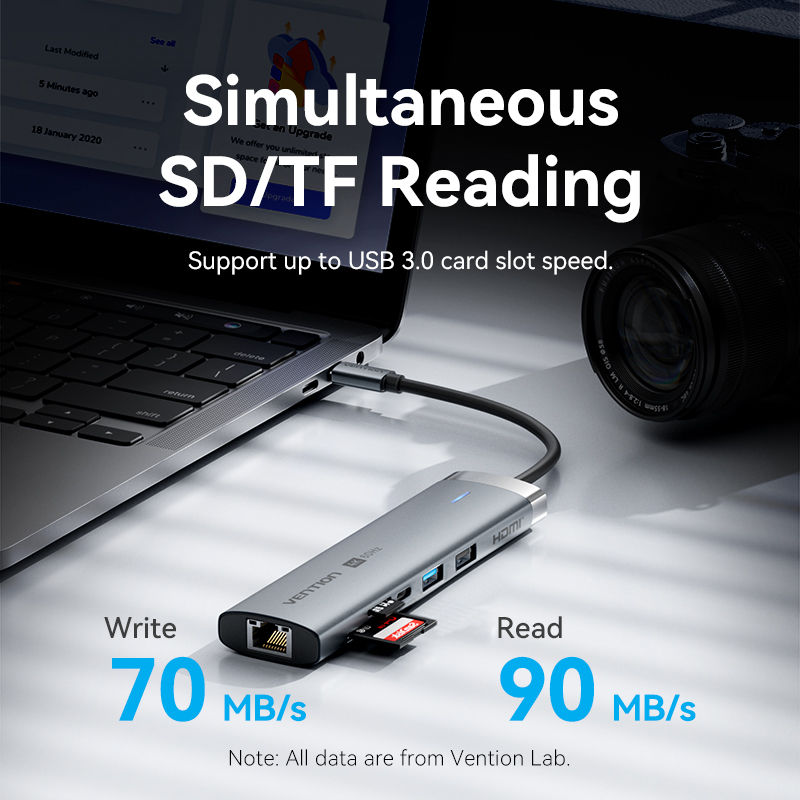 Vention 4K60Hz USB C HUB HDMI Adapter Type C to RJ45 Ethernet USB3.0 PD100W SD&TF for Laptop MacBook Pro Docking Station USB HUB
