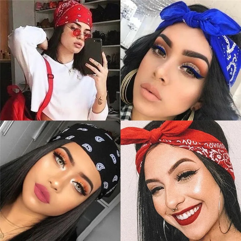 Bandana con estampado bohemio para mujer y niña, diadema con turbante, pañuelo cuadrado Unisex, accesorios para el cabello