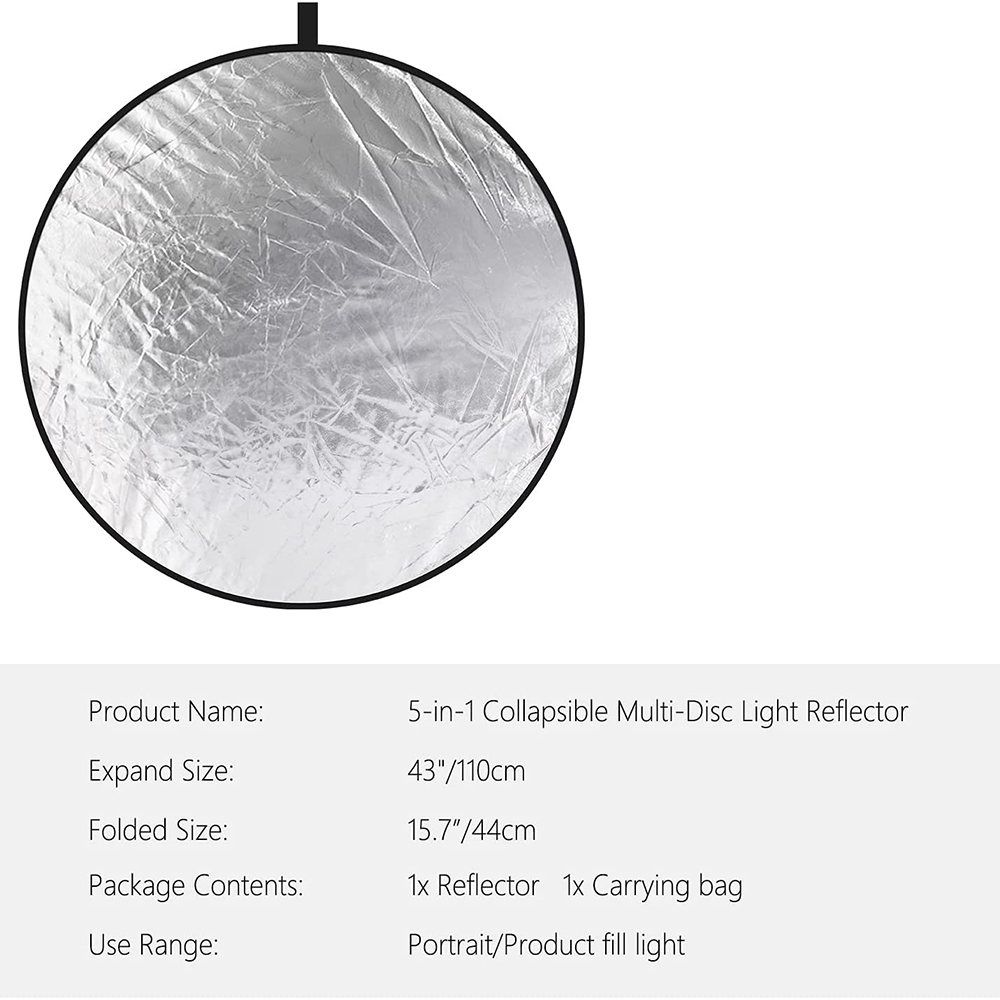 XILETU – réflecteur de lumière 5 en 1, 43 pouces/110 pouces, pliable, multi-disques avec sac, pour éclairage de Studio de photographie et éclairage extérieur