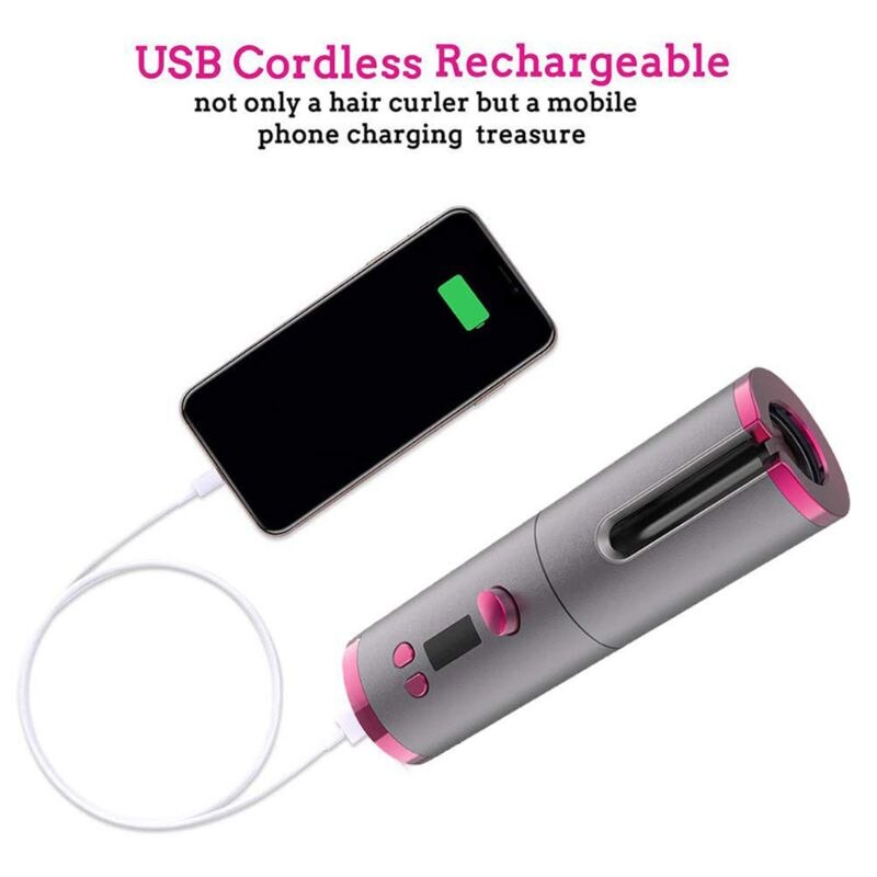 neue kabellos Haar wanken USB Ladung Haar Curler LCD Anzeige Auto Rotierenden Styling Werkzeug mit Timer Funktion Universal-