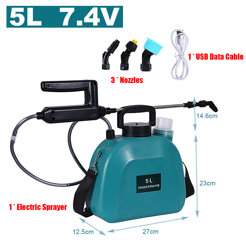 1800 MAh Batterij Sproeier Elektrische Sproeier, Telescopisch Spuitpistool, Oplaadbaar, Met 2 Sproeiers, Brede Monddop, 2400 MAh Batterij Voor Het Sproeien Van Tuinplanten (8 L Telescopische Sproeistang Verstellen