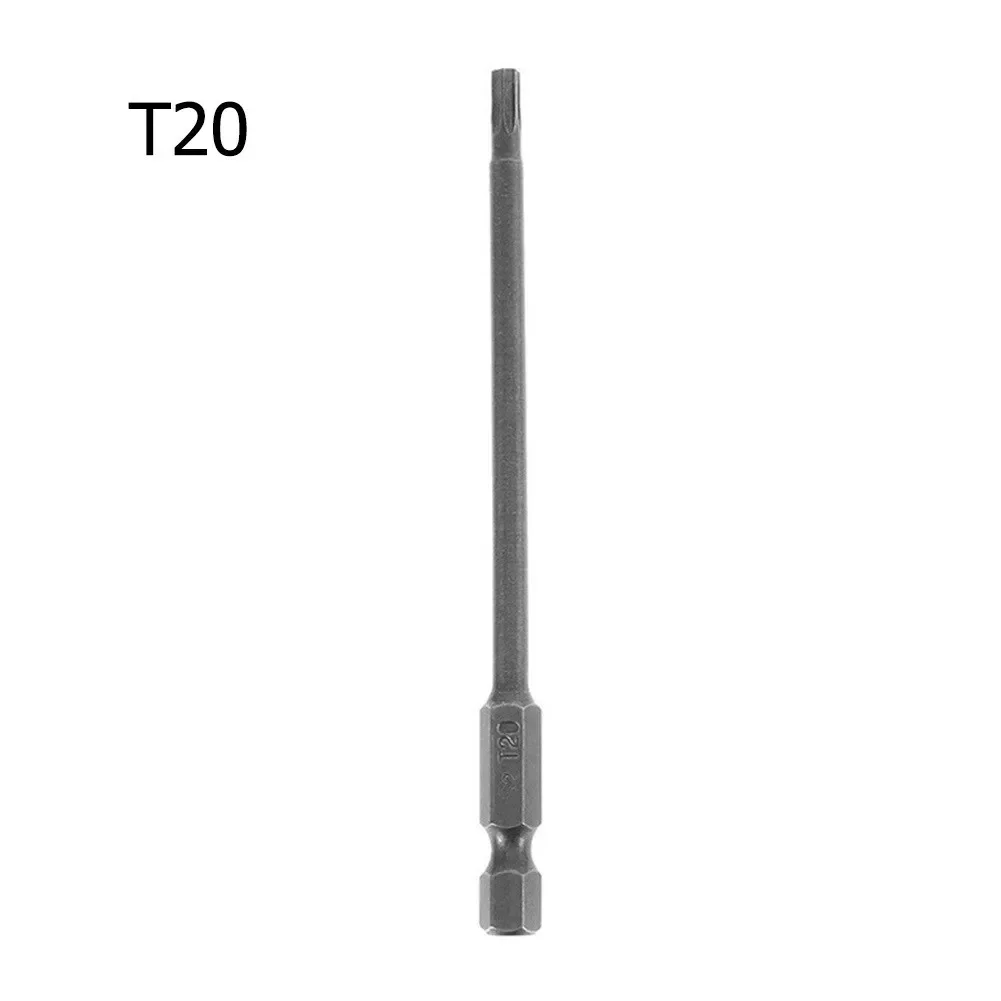 1pc magnethode torx-skrutrekkerbits 100mm lange skrutrekkerbits håndverktøy skrutrekker i legert stål  t8/10/15/20/25/27/30/40: Grå