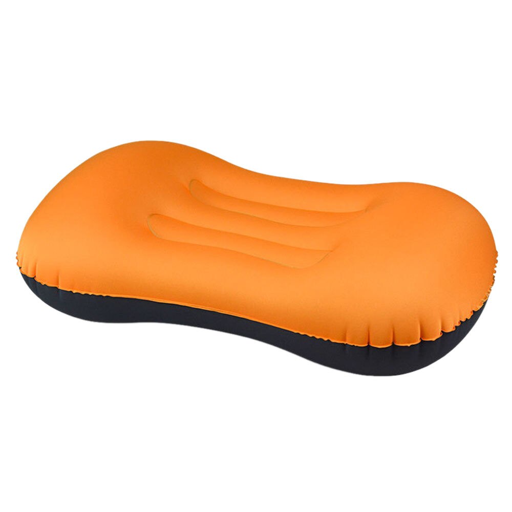 Reiskussen luchtkussen opblaasbaar dubbelzijdig flockkussen kamp strand auto vliegtuig hotel hoofdsteun bed slaapkussen: Oranje