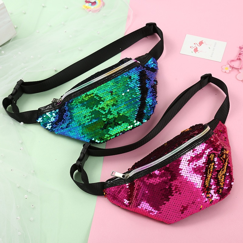 Mermaid Sequins Waist Bag Women Colorful Fanny Pack Girls Chest/Belt Bag For Teenage Girls Waist Pack Glitte Phone Pouch